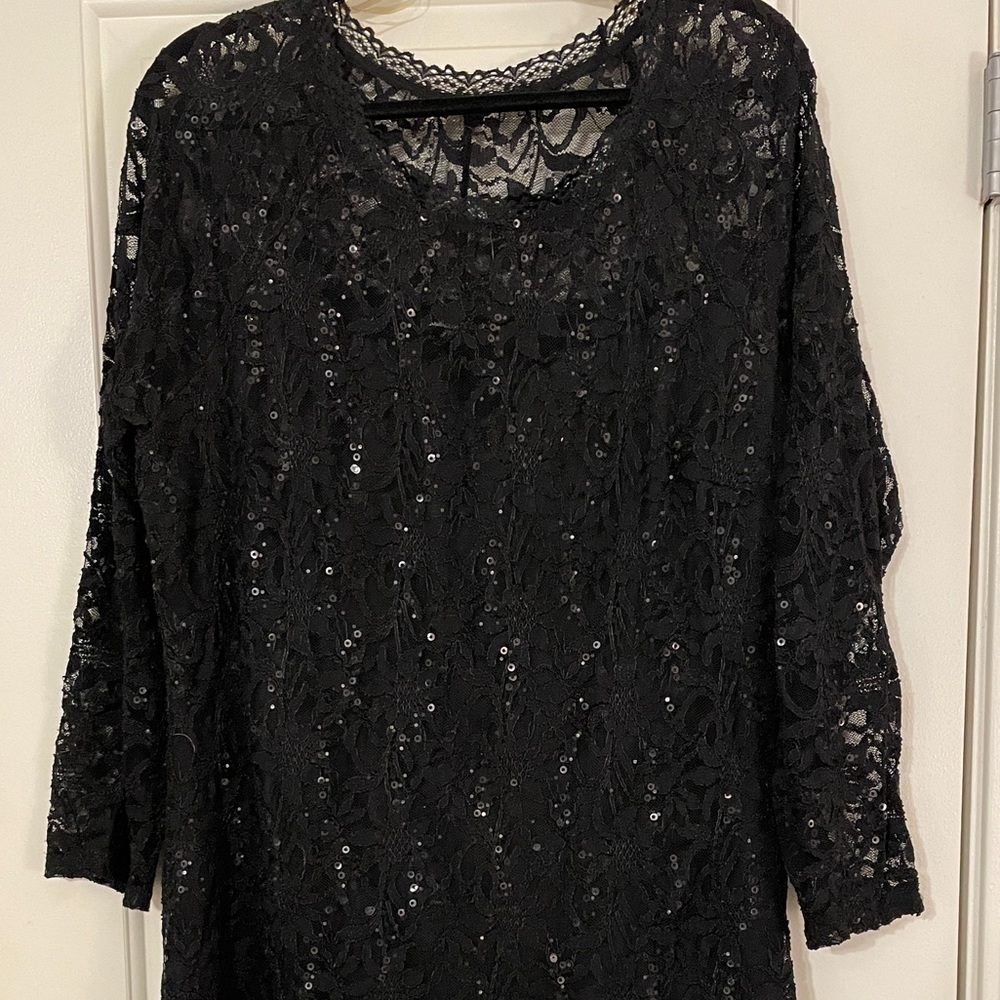 Black Lace Sequins Dress